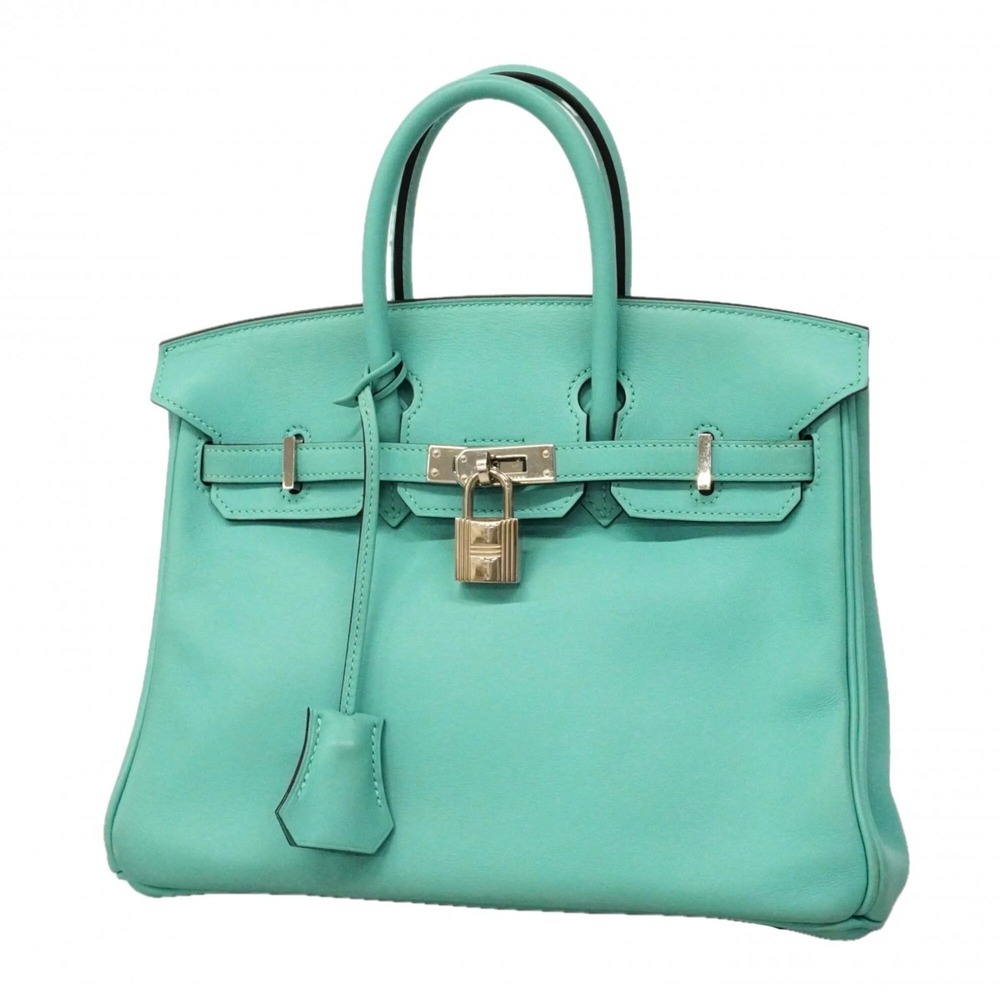 Hermes Birkin 25 Swift Blue Atoll Handbag (T stamp) - Women's